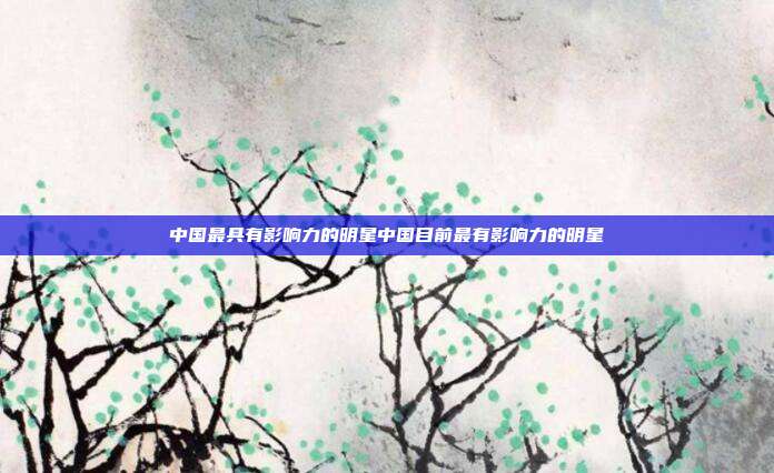 中国最具有影响力的明星中国目前最有影响力的明星